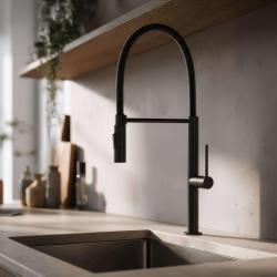 Pure.Sink Luxion Grifo de cocina mate negro profesional con caño flexible y 2 tipos de chorro PLXFLEX-10