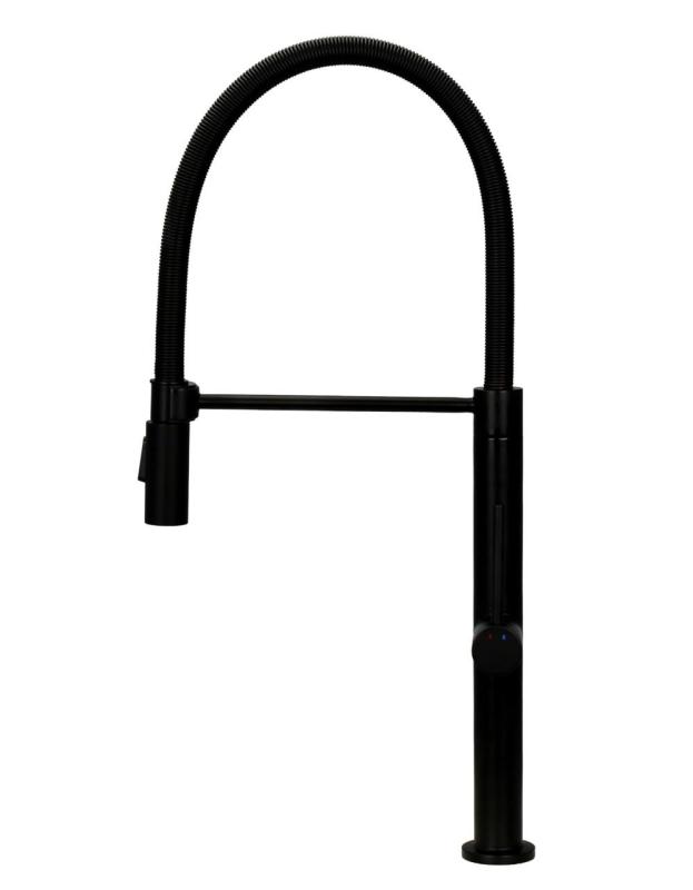 Pure.Sink Luxion Grifo de cocina profesional negro mate con caño flexible y 2 tipos de chorro PLXFLEX-10