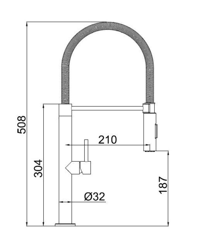 Pure.Sink Luxion Grifo de cocina de latón profesional con caño flexible y 2 tipos de chorro PLXFLEX-62