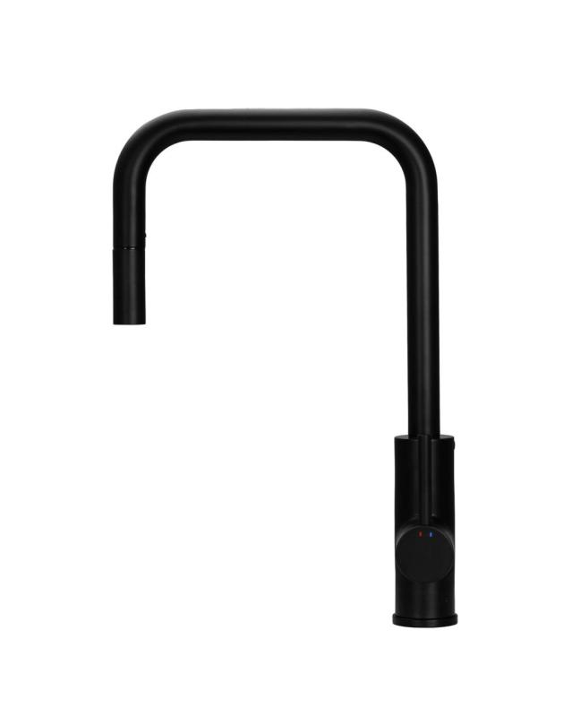 Pure.Sink Luxion Grifo de cocina negro mate cuadrado con caño extraíble PLXSQUA-10