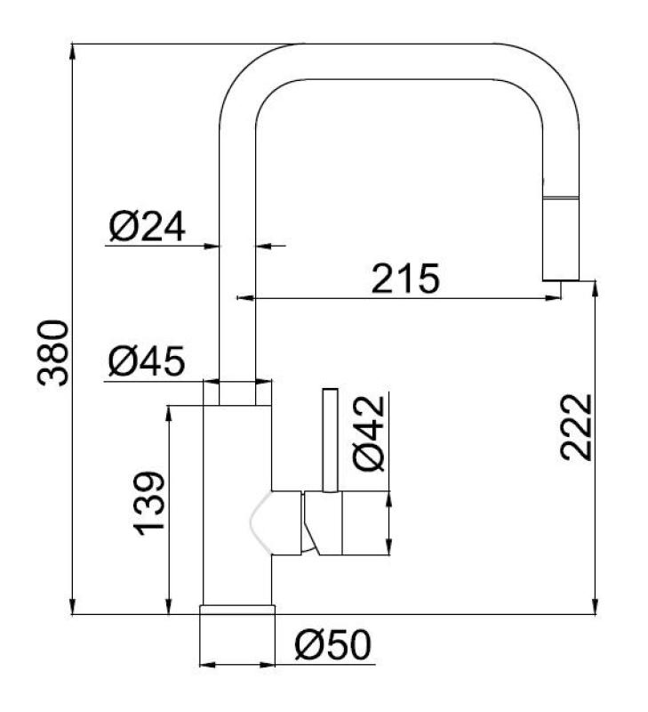 Pure.Sink Luxion Grifo de cocina dorado cuadrado con caño extraíble PLXSQUA-60