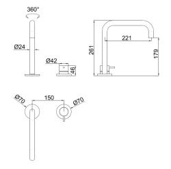 Pure.Sink Luxion Grifo de cocina dorado de 2 orificios con caño en U PLX2HU-60