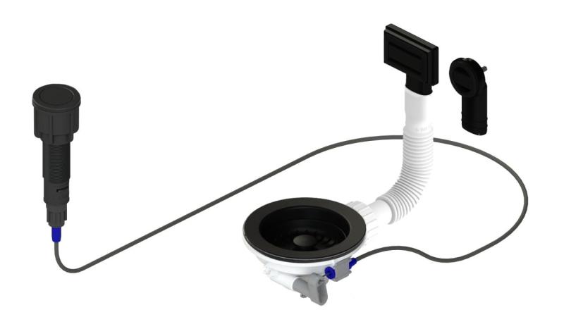 Conjunto de desagüe Granitemy Negro incluyendo botón de presión-waste con enchufe, más desbordamiento rectangular y redondo 1208971746