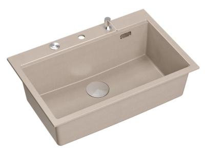Quadri Hard Rock Beige granito montaje de gran fregadero 76x50cm incluyendo tapón de acero inoxidable y accesorios 1208971751