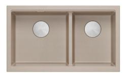 Quadri Newport II Doble Beige Granito Sobrepuesto Fregadero 76x45 cm con tapón de acero inoxidable 1208971754