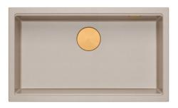 Quadri Newport II fregadero grande y profundo de granito de montaje superior e inferior en color beige 76x45cm con tapón de cobre 1208971758