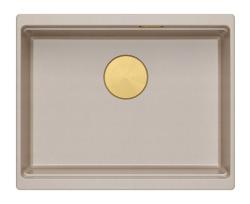 Quadri Newport II encimera de granito beige 560x450 mm con tapón dorado y tapa de desagüe 1208971765