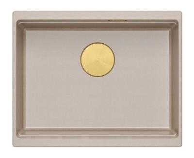 Quadri Newport II granite undermount beige sink 560x450mm with golden plug and drain cap 1208971765