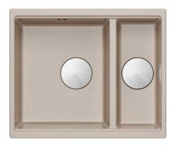 Quadri Newport II beige 1.5 fregadero de granito de montaje superior e inferior 555x460mm con tapón de acero inoxidable 1208971769