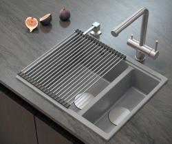 Quadri Newport II beige 1.5 fregadero de granito de montaje superior e inferior 555x460mm con tapón de acero inoxidable 1208971769