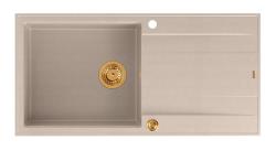 Quadri Luton beige granito montado fregadero con escurridor reversible 100x50cm con tapón de cobre 1208971770