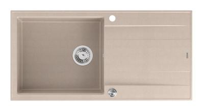 Quadri Luton pearl beige granite built-in sink with reversible drainer 100x50cm with stainless steel plug 1208971772