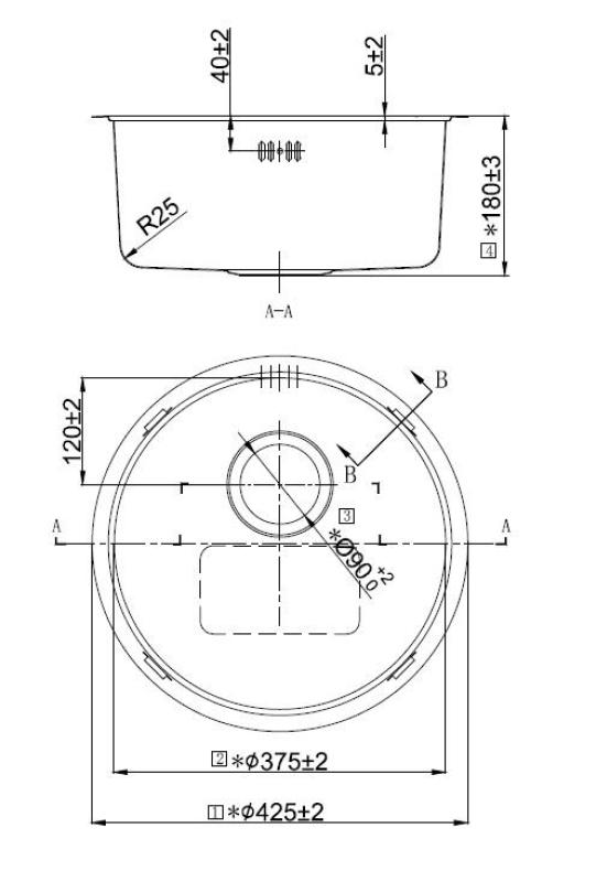Pure.Sink Rondo Fregadero redondo dorado para encastrar en plano, bajo encimera y sobre encimera, 37 cm, RD375-Gold