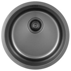 Pure.Sink Rondo Gun metal Redonda Fregadero de instalación al ras, submontaje y montaje en superficie 38 cm PRN38-61