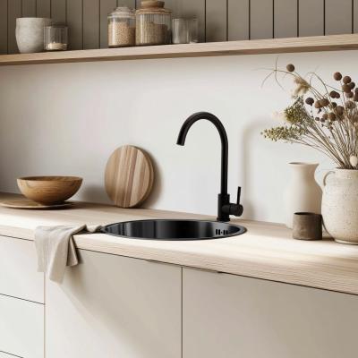 Pure.Sink Rondo Gun Metal Round Sink flush mount, undermount and top mount 38 cm PRN38-61