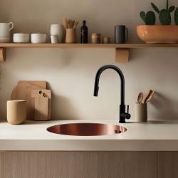 Pure.Sink Rondo Cobre Lavabo Redondo de empotrar, de bajo encastre y de sobreponer 38 cm PRN38-62