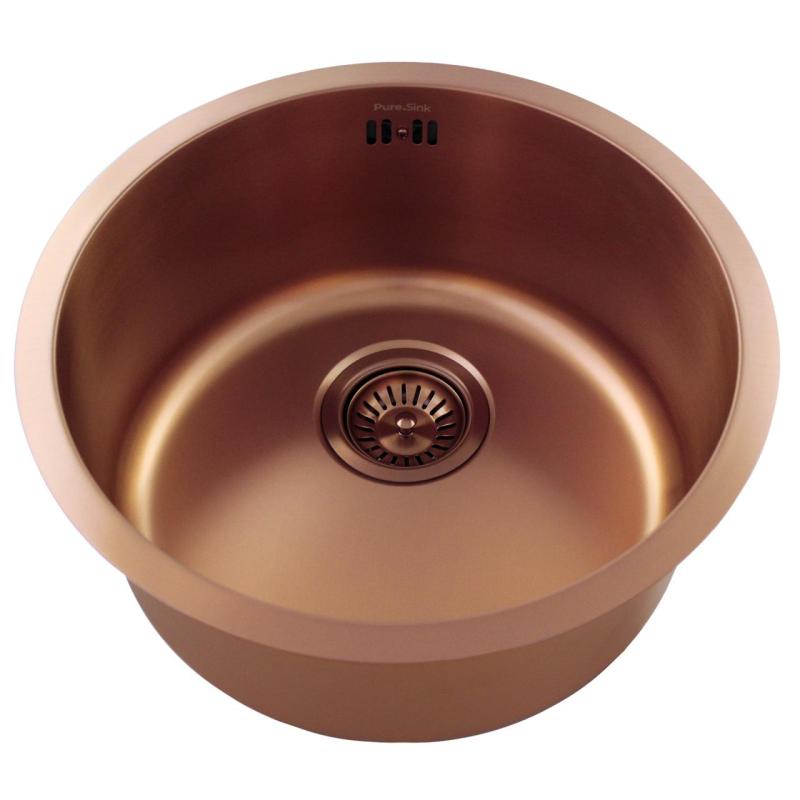 Pure.Sink Rondo Cobre Lavabo Redondo de empotrar, de bajo encastre y de sobreponer 38 cm PRN38-62