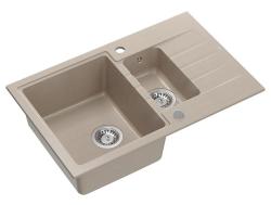 Quadri Cardigan Pearl Beige 1,5 lavabo de granito con superficie de drenaje reversible 78x50cm 1208971815