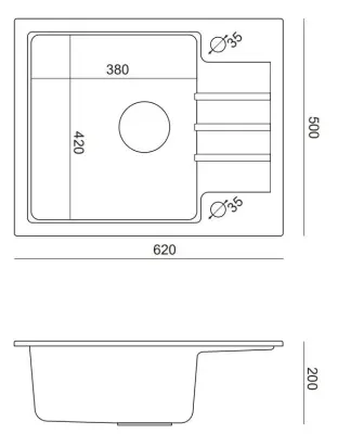 Quadri Cardigan Pearl Beige granite built-in sink with draining board reversible 62x50cm 1208971817
