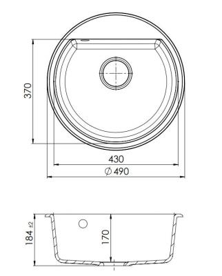 GraniteMy Bremen round granite sink 43 cm white, top mount and undermount, with faucet hole bench and automatic gold plug 1208971848
