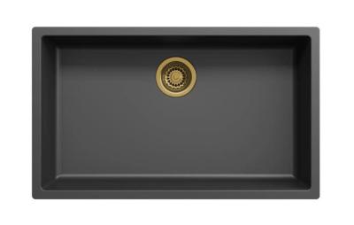 Ausmann Fibre black large sink 70x40cm undermount, topmount and flush mount with automatic gold plug 1208971864