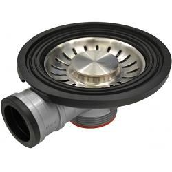 Franke Tapón de Drenaje Turbo, Agujero para desbordamiento, Fregadero de acero inoxidable, Logo de Franke, Tornillo largo de 25 mm 112.0264.987