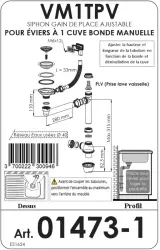 Conjunto de desagüe Ausmann de acero inoxidable con rebosadero cuadrado incl. sifón para un solo fregadero 1208971877
