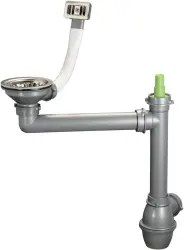Conjunto de desagüe Ausmann de acero inoxidable con rebosadero cuadrado incl. sifón para un solo fregadero 1208971877