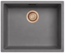 Ausmann Fibre hormigón gris fregadero 50x40cm para montaje inferior, superior y empotrado con tapón de cobre 1208971884