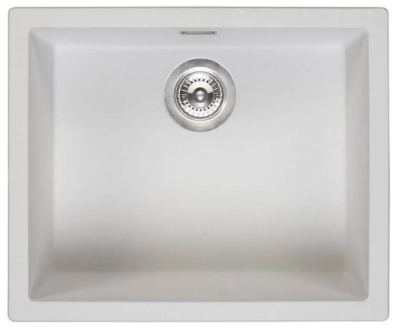 Ausmann Fibre lavabo blanco de 50x40cm para empotrar, sobreponer e integrar con tapón automático de acero inoxidable 1208971898