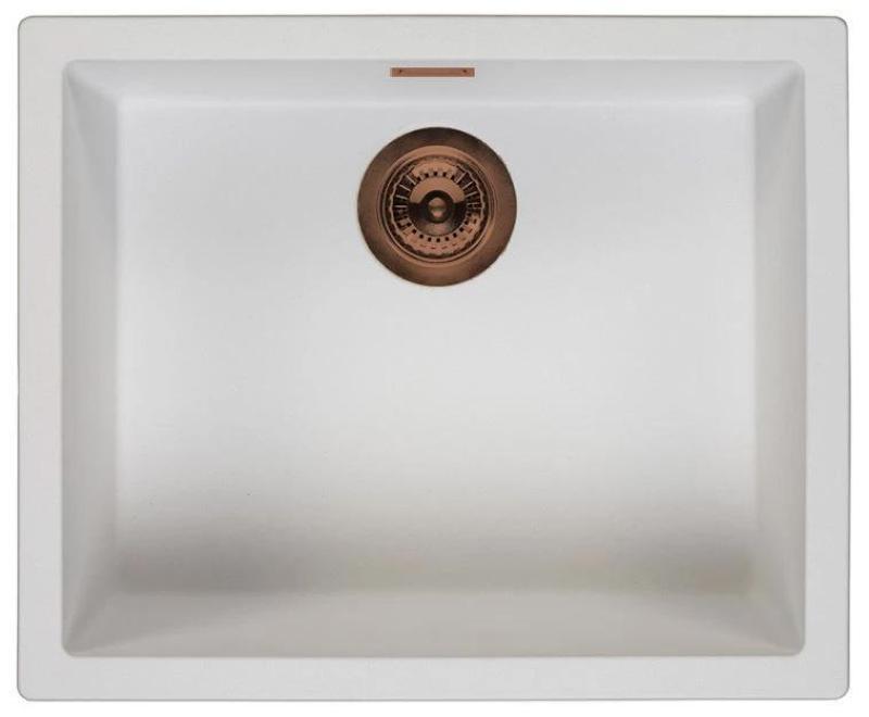 Ausmann Fibre lavabo blanco de 50x40cm para submontaje, montaje y montaje a ras con tapón de cobre automático 1208971900