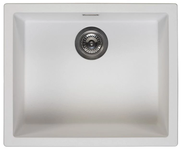 Ausmann Fibre lavabo blanco de 50x40cm de bajo encimera, sobre encimera e instalación al ras con tapón automático de metal de pistola 1208971902