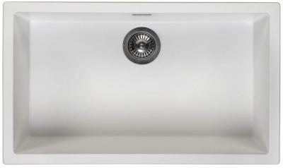 Ausmann Fibre white large sink 70x40cm undermount, topmount and flushmount with automatic stainless steel plug 1208971904