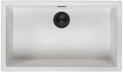 Ausmann Fiber white large sink 70x40cm undermount, topmount and flushmount with automatic black plug 1208971905