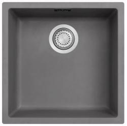 Ausmann Fibre hormigón gris fregadero 40x40cm para montaje inferior, superior y empotrado con tapón automático de acero inoxidable 1208971910