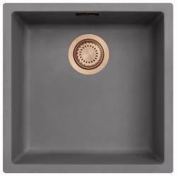 Ausmann Fibre hormigón gris fregadero de 40x40cm para montaje inferior, superior y empotrado con tapón automático de cobre 1208971912