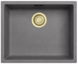 Ausmann Fibre hormigón gris fregadero 50x40cm submontaje, montaje superior y montaje al ras con tapón automático dorado 1208971918