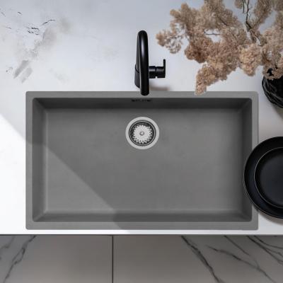 Ausmann Fiber concrete large gray sink 70x40cm undermount, top mount and flush mount with automatic stainless steel plug 1208971920