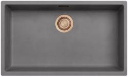 Ausmann Fibre hormigón gris gran fregadero 70x40cm empotrado, sobrepuesto y a ras con tapón automático de cobre 1208971922