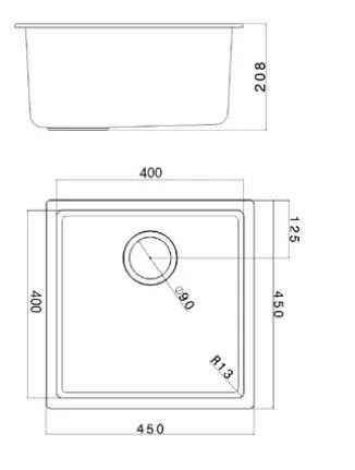 Ausmann Fibre lavabo blanco de arena 40x40cm, bajo encimera, sobre encimera y empotrado con tapón automático negro 1208971926