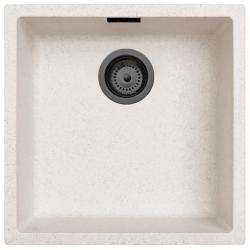 Ausmann Fibre lavabo de arena blanca 40x40cm de montaje inferior, superior y empotrado con tapón automático de metal color pistola 1208971929