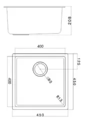 Ausmann Fibre lavabo de arena blanca 40x40cm de montaje inferior, superior y empotrado con tapón automático de metal color pistola 1208971929