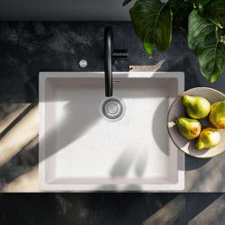 Ausmann Fibre lavabo de arena blanco 50x40cm de montaje inferior, superior y a ras con tapón automático de acero inoxidable 1208971930