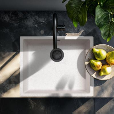 Ausmann Fiber sand white sink 50x40cm under-build, over-build and flush-build with automatic black plug 1208971931