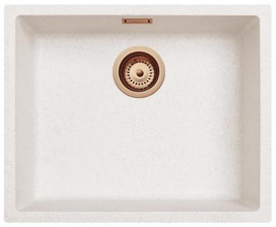 Ausmann Fibre sand white sink 50x40cm undermount, topmount and flushmount with automatic copper plug 1208971932