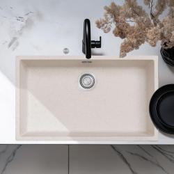 Ausmann Fibre arena blanca gran fregadero 70x40cm de bajo encimera, de sobre encimera y de enrasado con tapón automático de acero inoxidable 1208971935