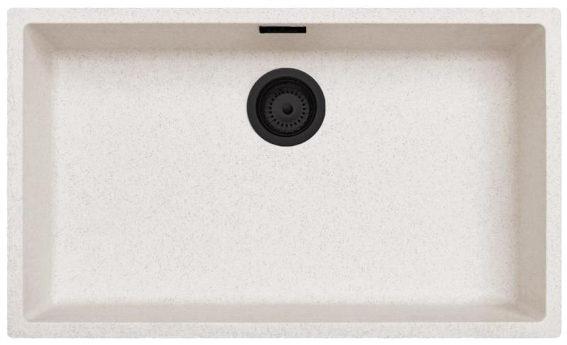 Ausmann Fibre arena blanca gran fregadero 70x40cm de montaje inferior, superior y empotrado con tapón automático negro 1208971936
