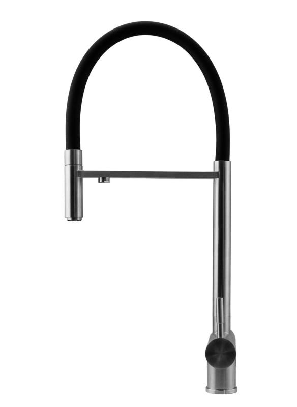 Pure.Sink Elite Steel Flex Grifo de cocina de acero inoxidable de 3 vías con salida flexible y agua filtrada PS8110-02