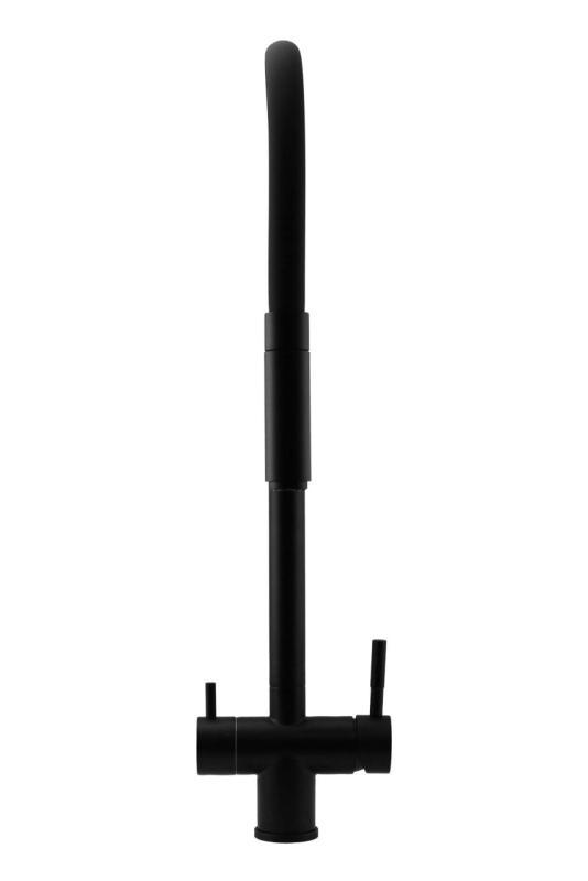 Pure.Sink Elite Steel Flex Grifo de cocina negro mate de 3 vías con salida flexible y agua filtrada PS8110-10