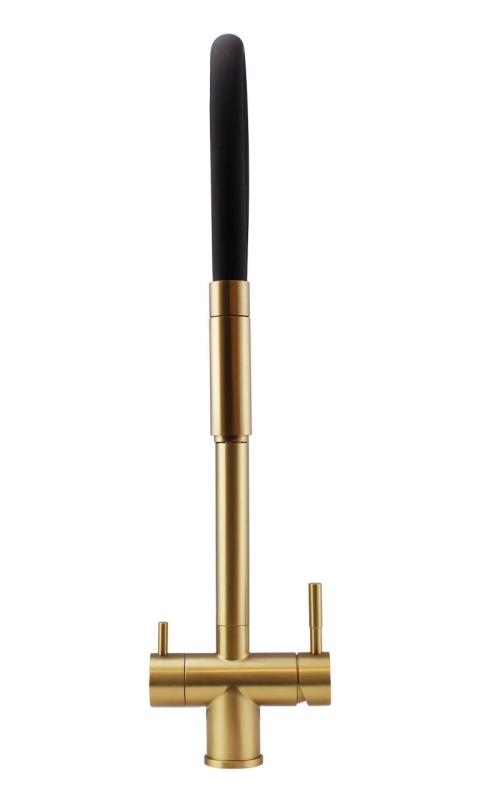 Pure.Sink Elite Steel Flex grifo de cocina de oro cepillado PVD de 3 vías con salida flexible y agua filtrada PS8110-60